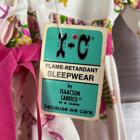 NWT Vintage Isaacson Carrio Girls Size 2T Sleepwear Set Gown & Robe Girl Bicycle - Picture 4 of 11